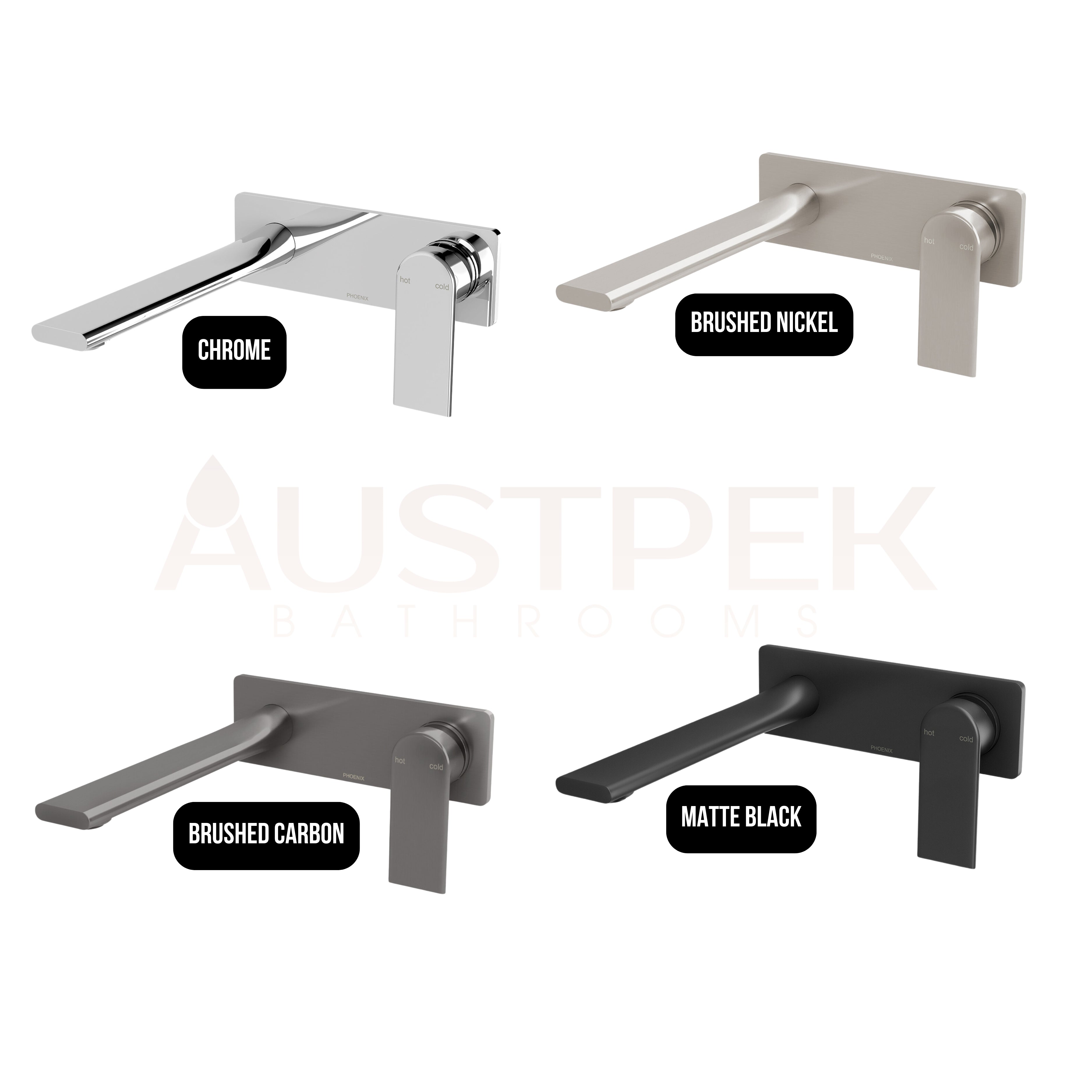 PHOENIX TEEL SWITCHMIX LEAD FREE WALL BASIN / BATH MIXER SET FIT-OFF AND ROUGH-IN KIT 185MM CHROME