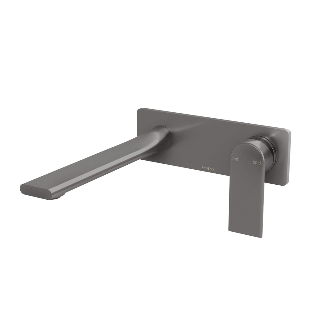 PHOENIX TEEL SWITCHMIX LEAD FREE WALL BASIN / BATH MIXER SET FIT-OFF AND ROUGH-IN KIT 185MM BRUSHED CARBON