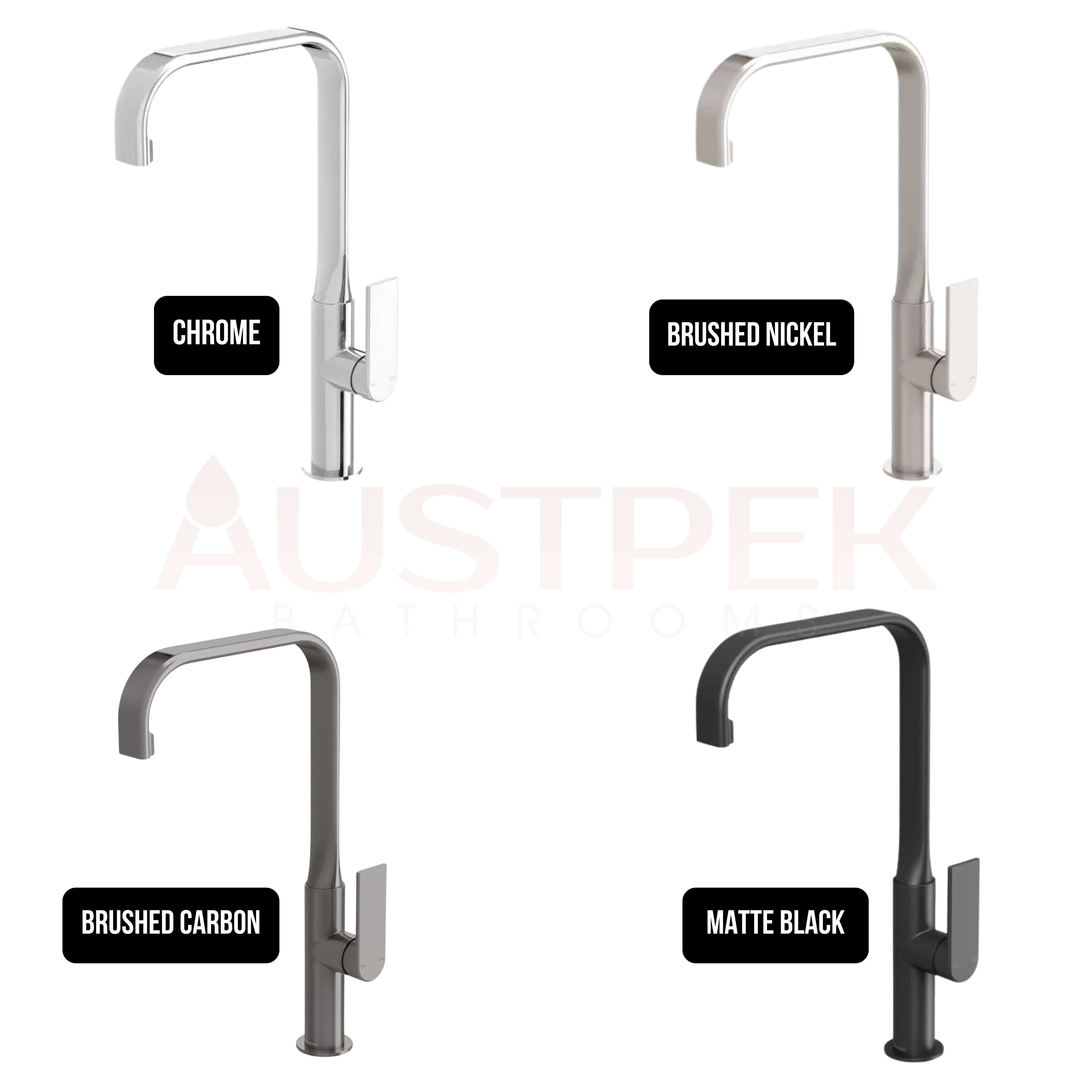 PHOENIX TEEL SQUARELINE LEAD FREE SINK MIXER 200MM BRUSHED NICKEL