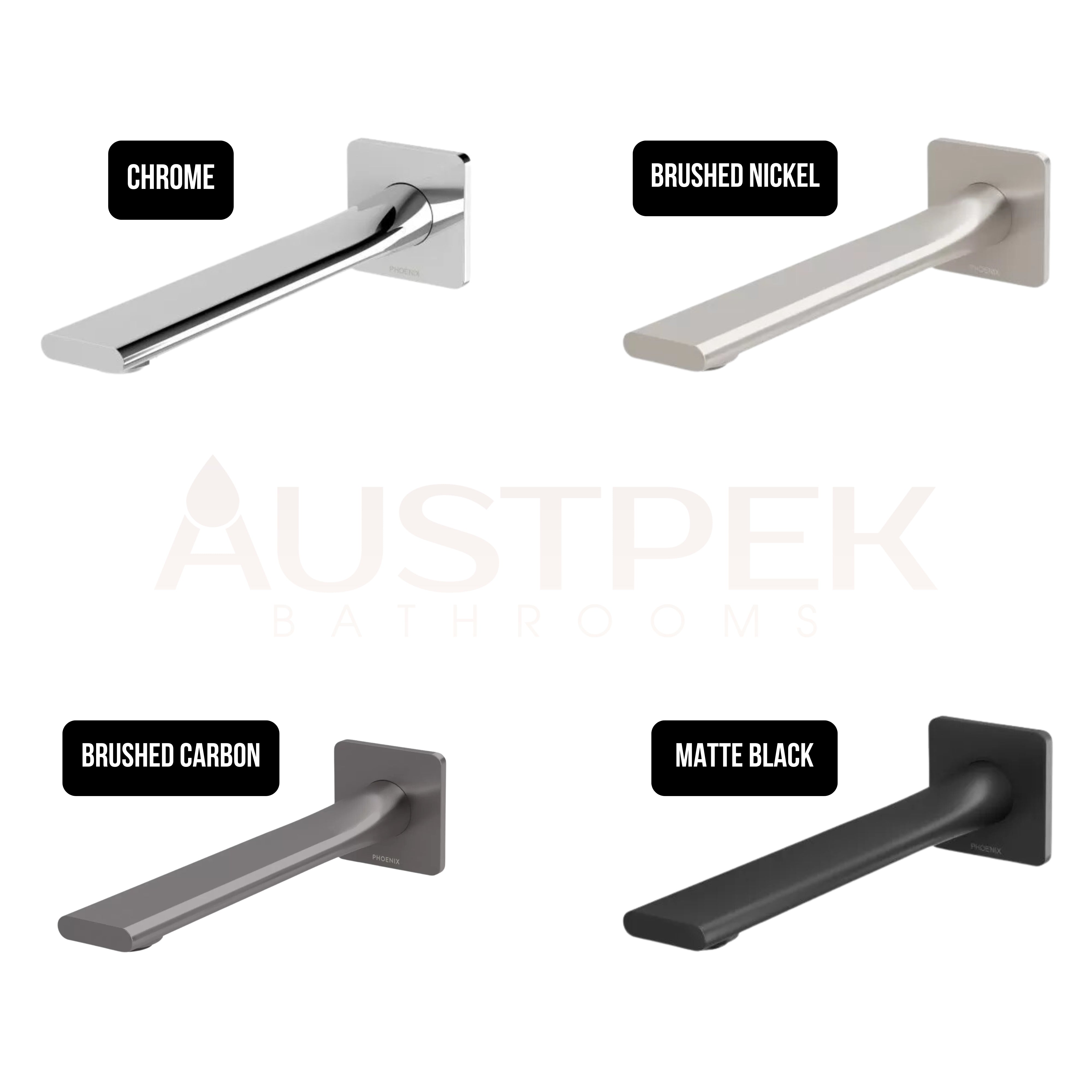 PHOENIX TEEL WALL BATH OUTLET 200MM BRUSHED NICKEL