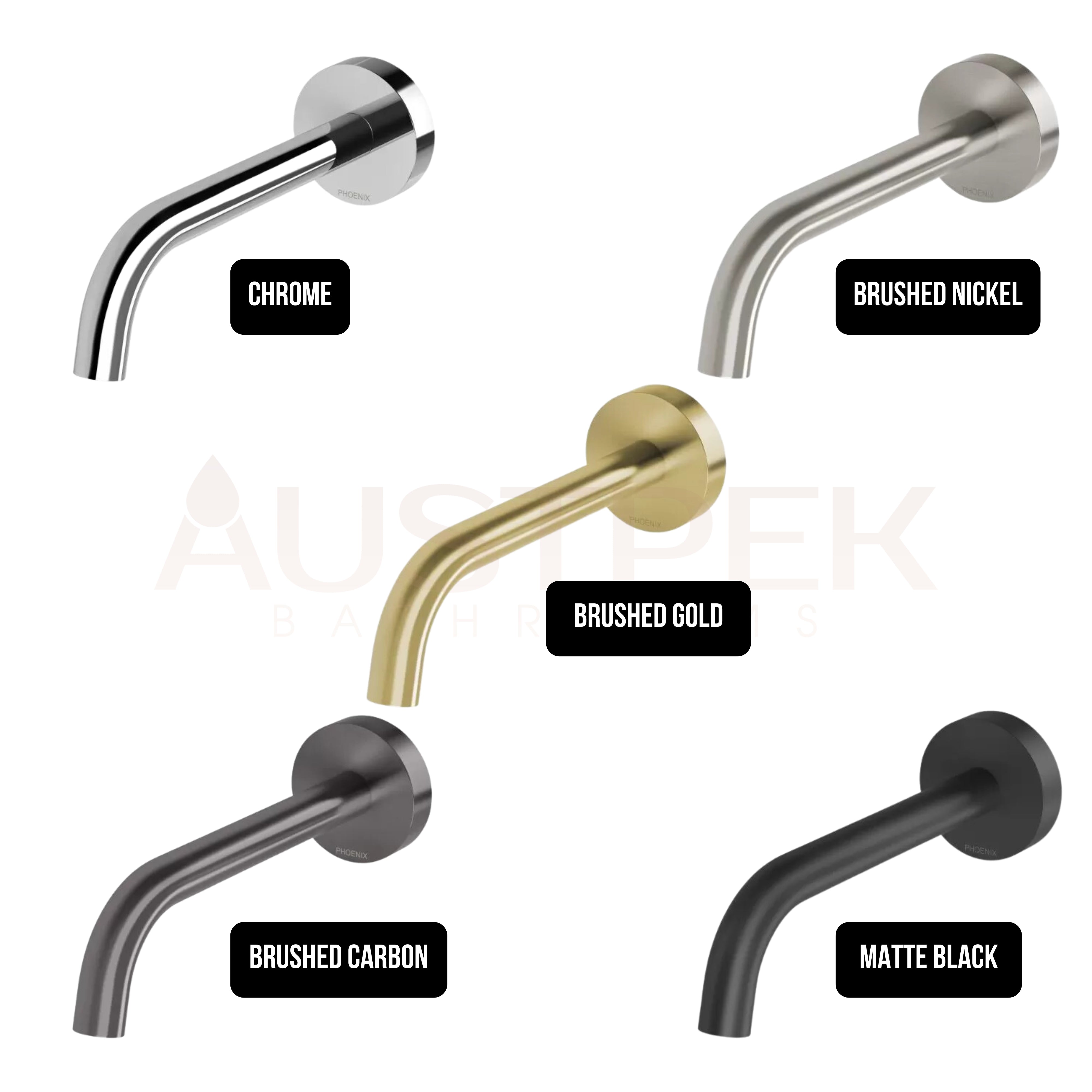 PHOENIX VIVID SLIMLINE LEAD FREE PLUS WALL BASIN / BATH OUTLET 194MM BRUSHED NICKEL