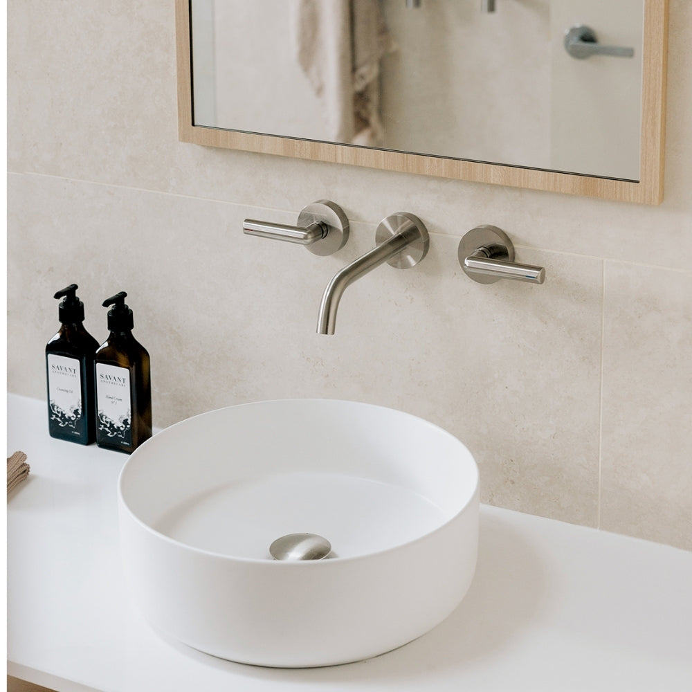 PHOENIX VIVID SLIMLINE LEAD FREE PLUS WALL BASIN / BATH OUTLET 194MM BRUSHED NICKEL