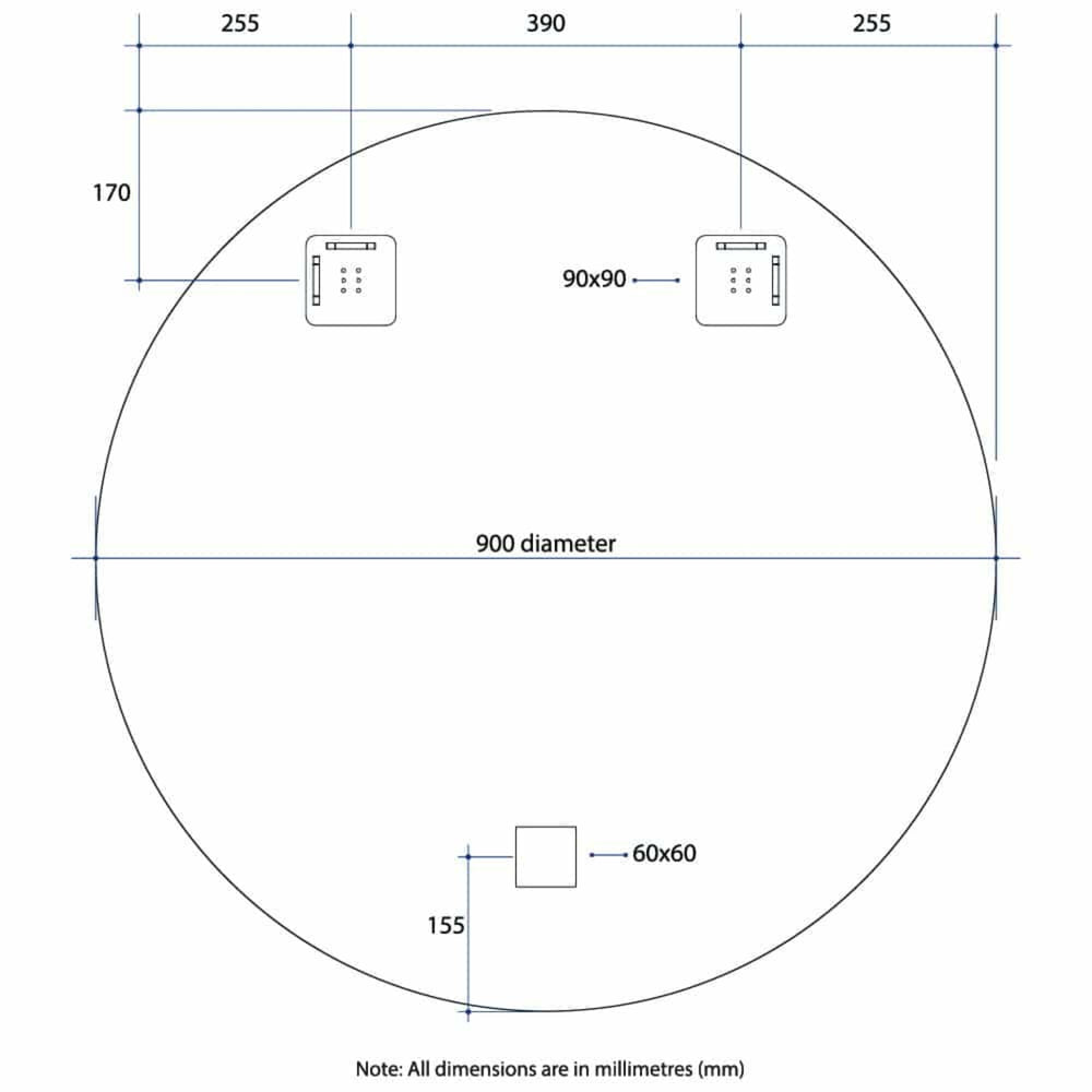 THERMOGROUP ABLAZE ROUND POLISHED EDGE MIRROR 900MM