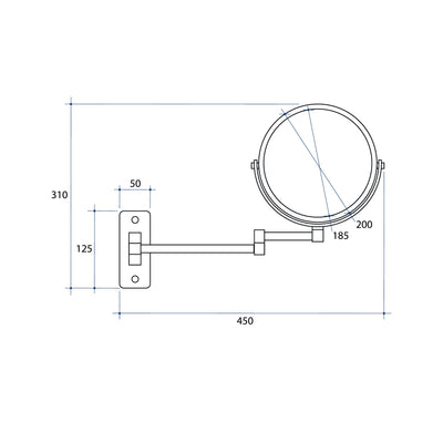 THERMOGROUP ABLAZE ROUND 1&10X MAGNIFICATION MIRROR CHROME 185MM