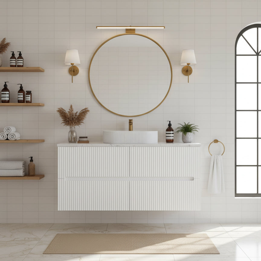 LUKKA CABARITA MODERN MATTE WHITE 1200MM SINGLE BOWL WALL HUNG VANITY
