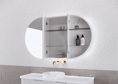 RIVA PARIS MATTE WHITE LED SHAVING CABINET 1200X700MM