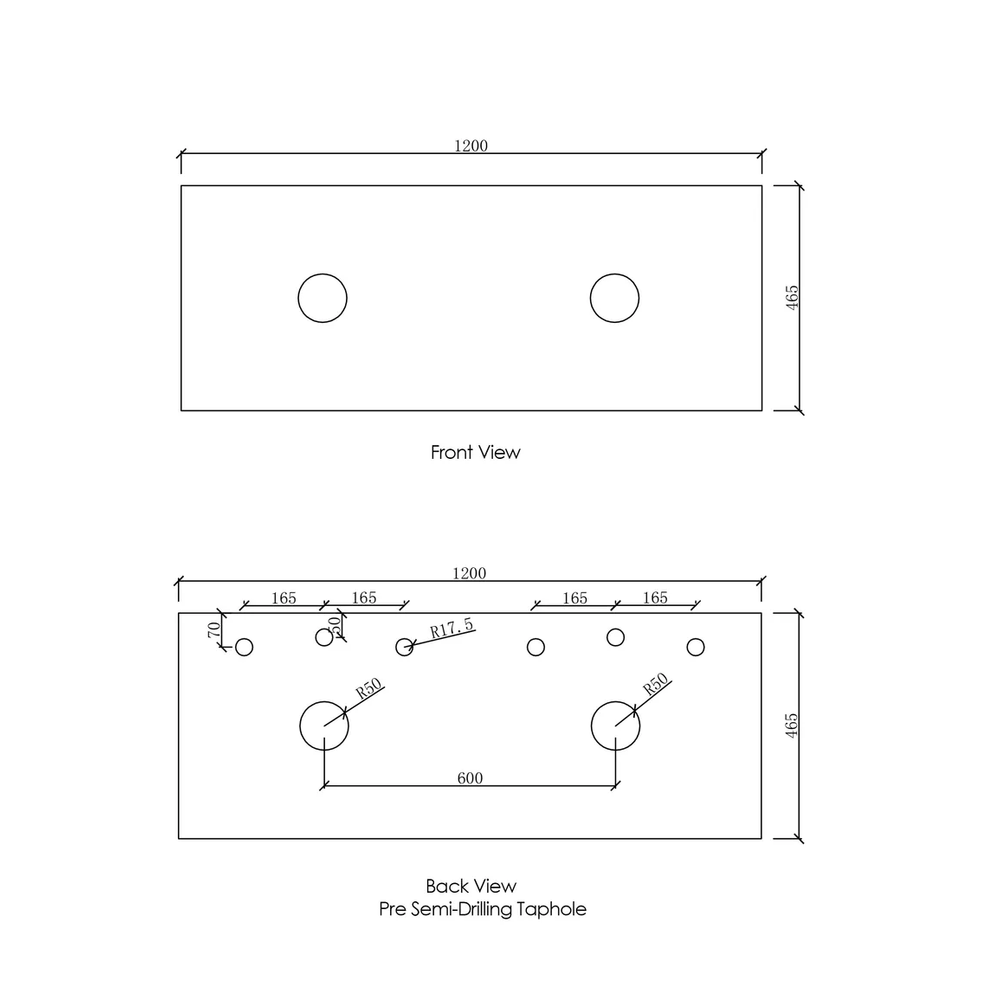 OTTI NATURAL CARRARA WHITE ABOVE COUNTER DOUBLE VANITY MARBLE STONE TOP (AVAILABLE IN 1200MM, 1500MM AND 1800MM)