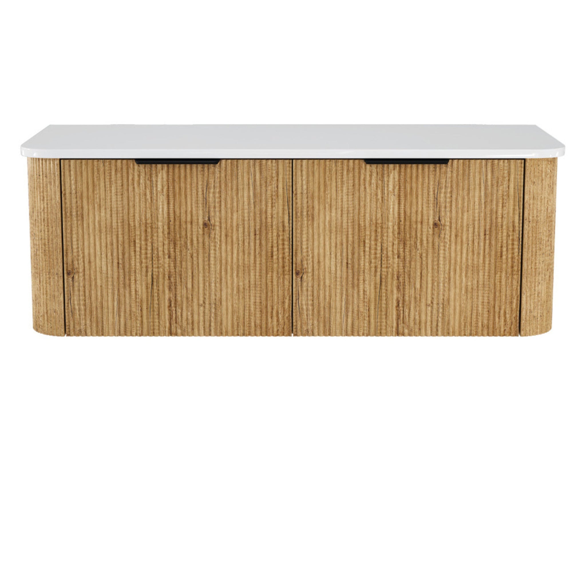 FIENZA MINKA SCANDI OAK FLUTED 1200MM CURVE SINGLE BOWL WALL HUNG VANITY