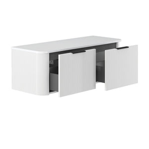 FIENZA MINKA SATIN WHITE FLUTED 1200MM CURVE SINGLE BOWL WALL HUNG VANITY