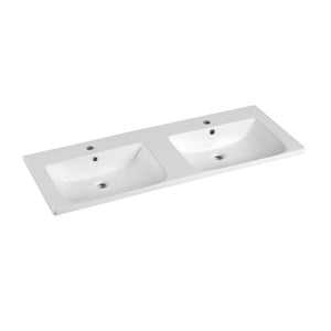 POSEIDON ELIVIA GLOSS WHITE DOUBLE BOWL CERAMIC VANITY TOP 1205MM