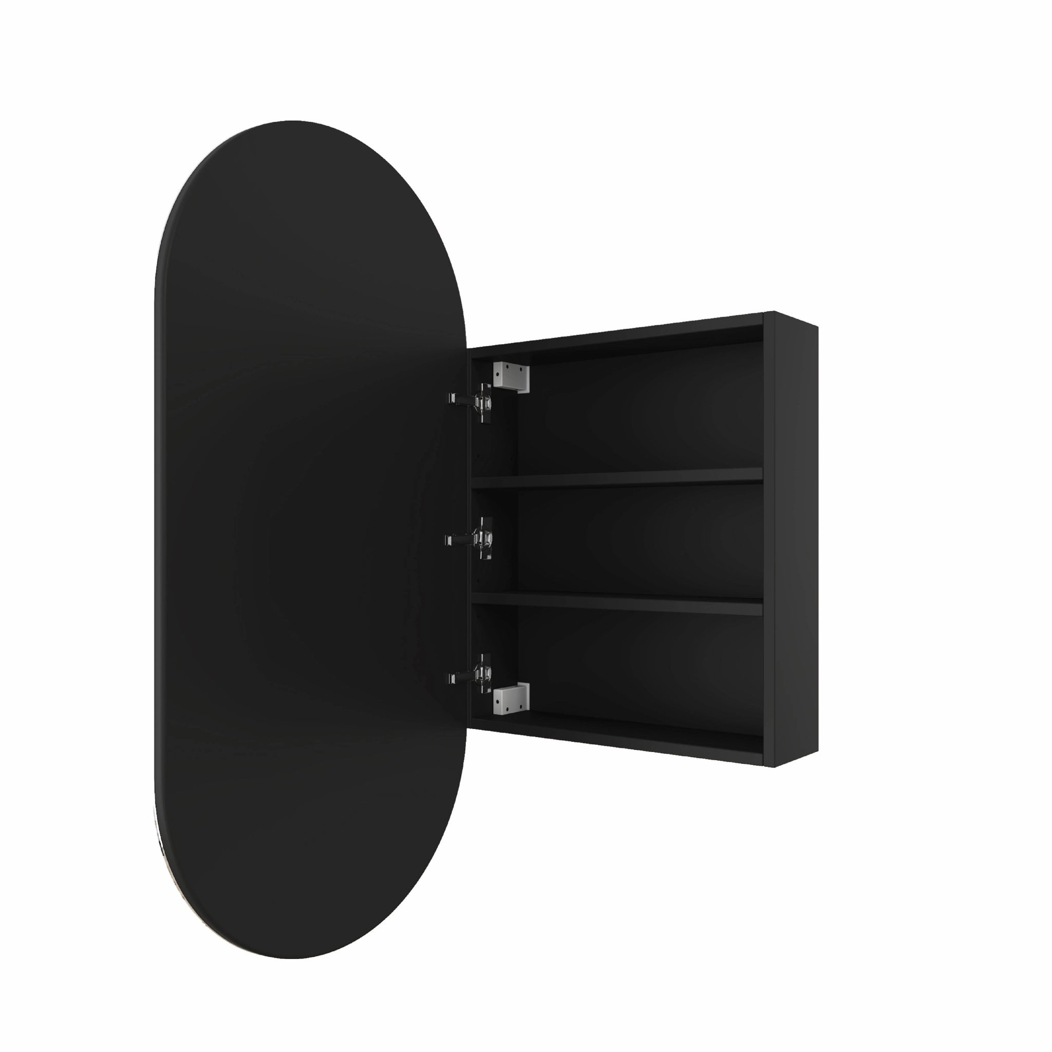 THERMOGROUP ABLAZE PILL SHAPE MIRROR CABINET BLACK 500X1000MM