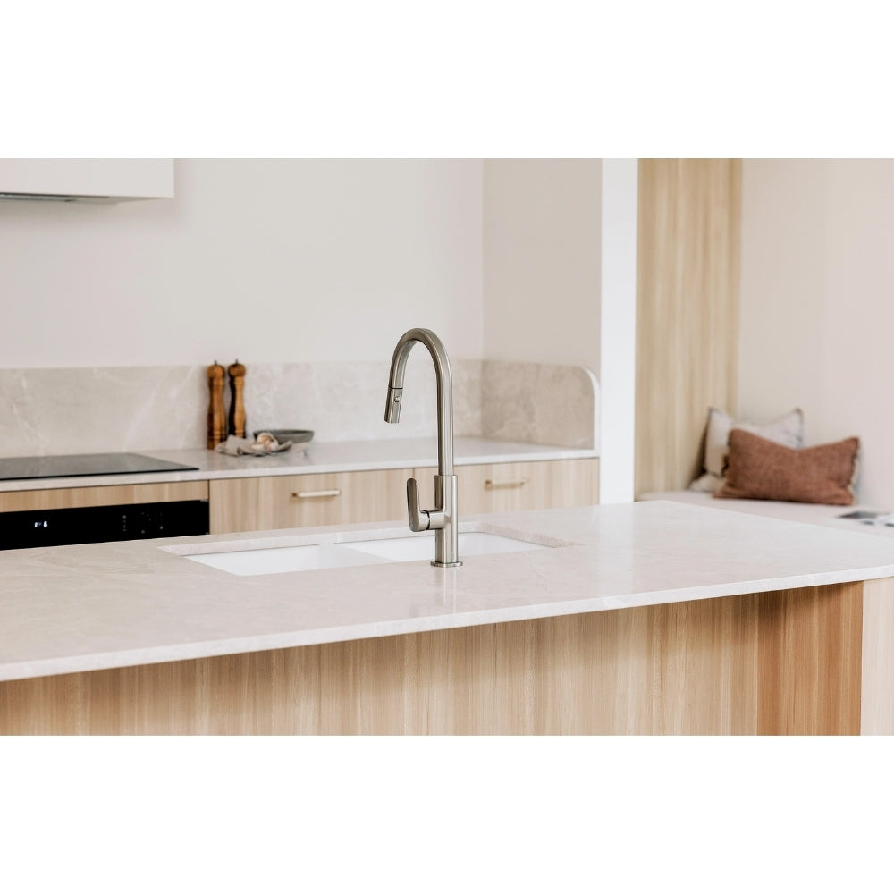 PHOENIX NUAGE LEAD FREE PULL-OUT SINK MIXER 200MM BRUSHED NICKEL