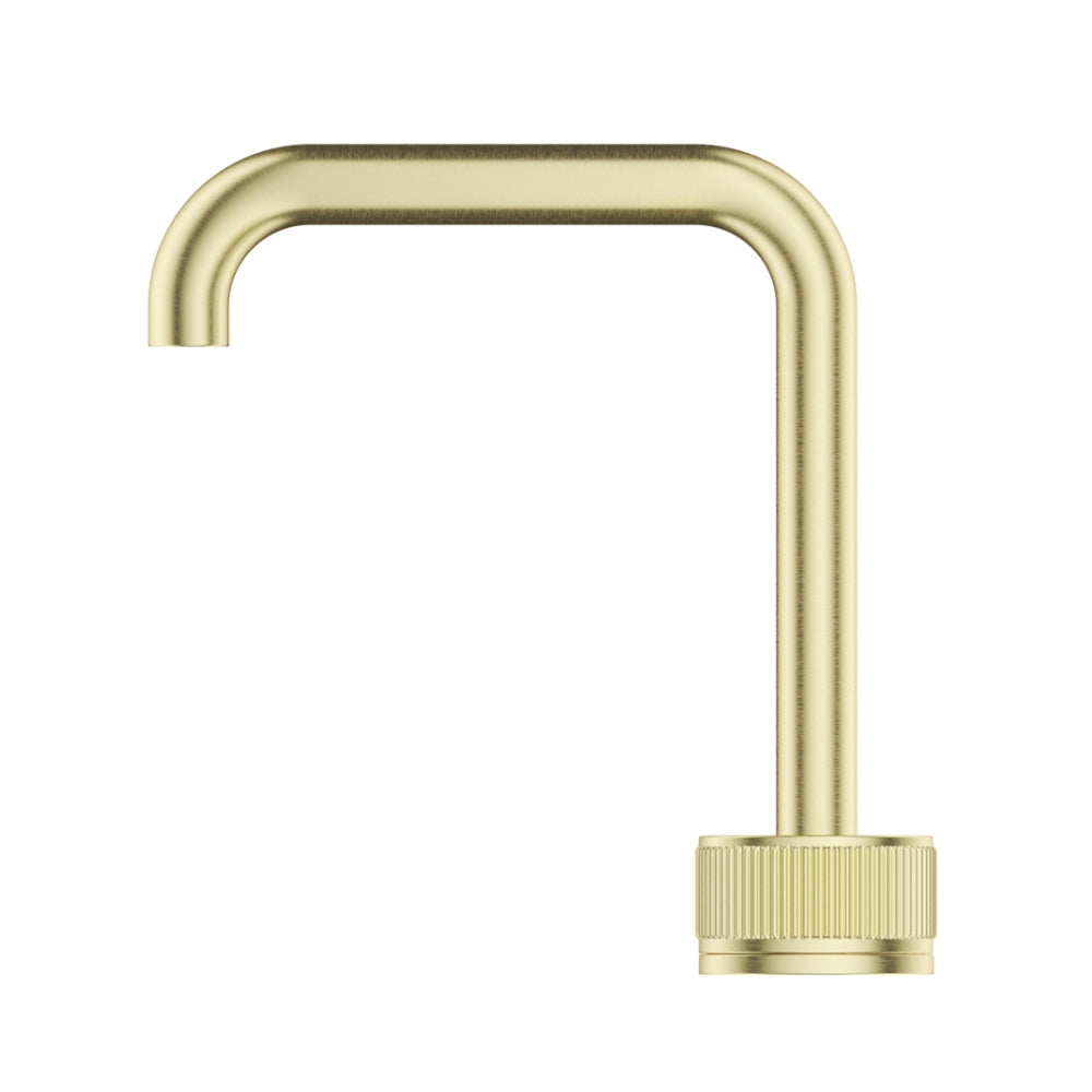 BELLA VISTA MICA LEAD FREE FLUTED SOFT-SQUARE HOB BASIN MIXER SET 205MM FRENCH GOLD