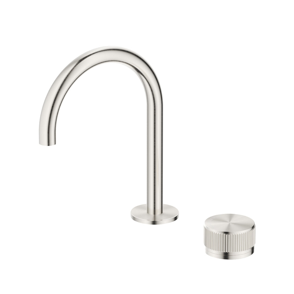 BELLA VISTA MICA LEAD FREE FLUTED PROGRESSIVE BASIN MIXER SET 225MM BRUSHED NICKEL