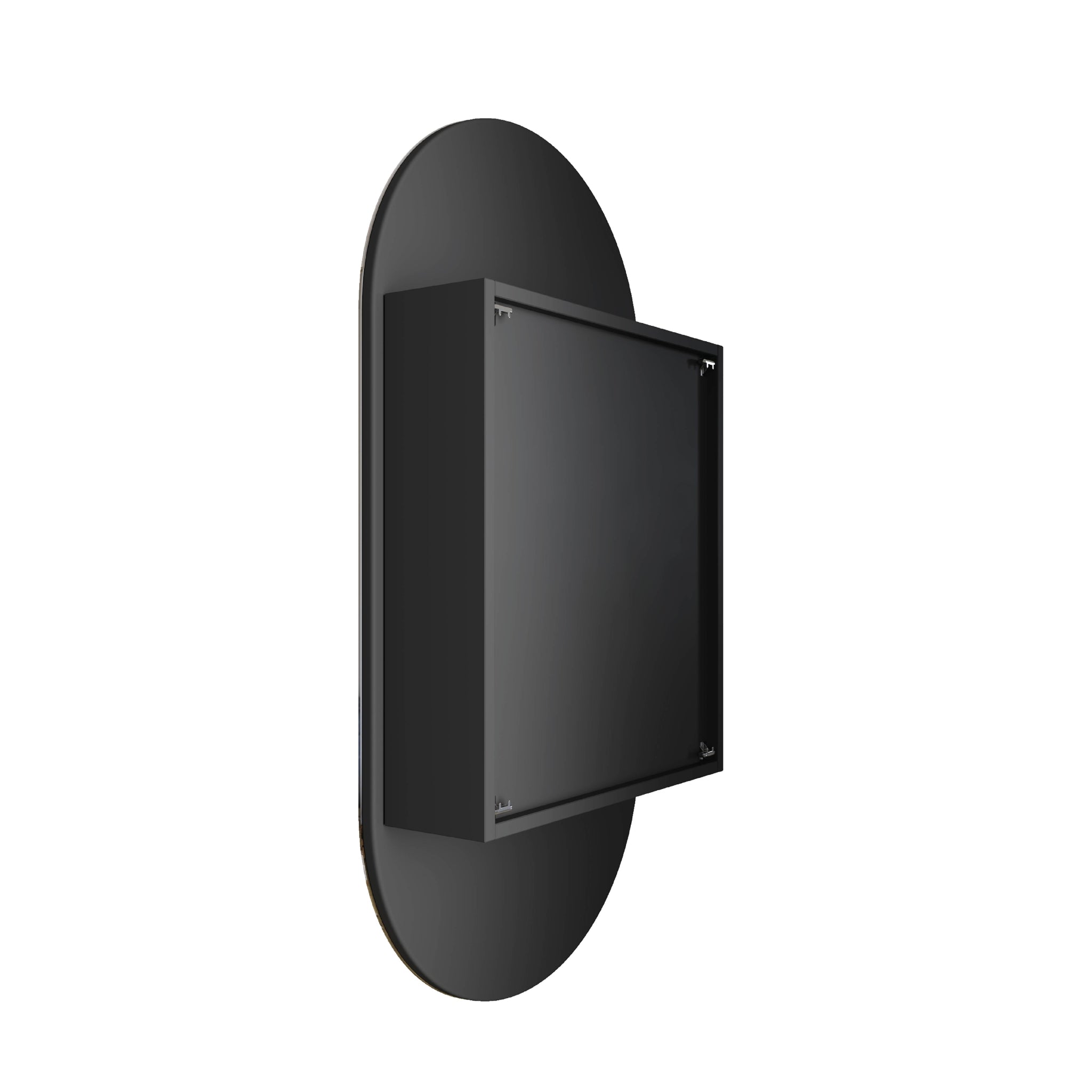 THERMOGROUP ABLAZE PILL SHAPE MIRROR CABINET BLACK 500X1000MM