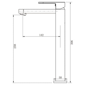MODERN NATIONAL EVA MINI HIGH RISE TALL BASIN MIXER 306MM MATTE BLACK