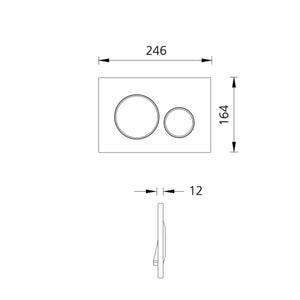 OLIVERI GEBERIT CONCEALED CISTERN FLUSH PLATE WITH ROUND BUTTONS 246MM WHITE