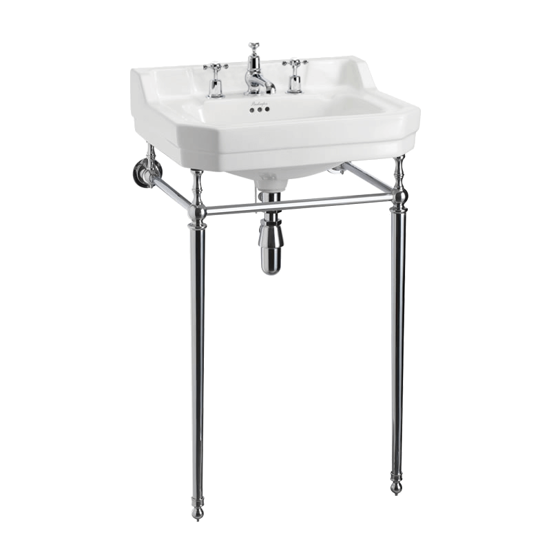 BURLINGTON EDWARDIAN BASIN WITH CHROME STAND 3TH WHITE 560MM