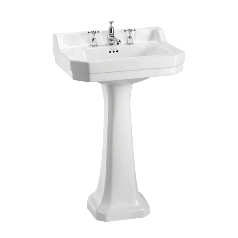 BURLINGTON EDWARDIAN BASIN WITH PEDESTAL 3TH WHITE 560MM