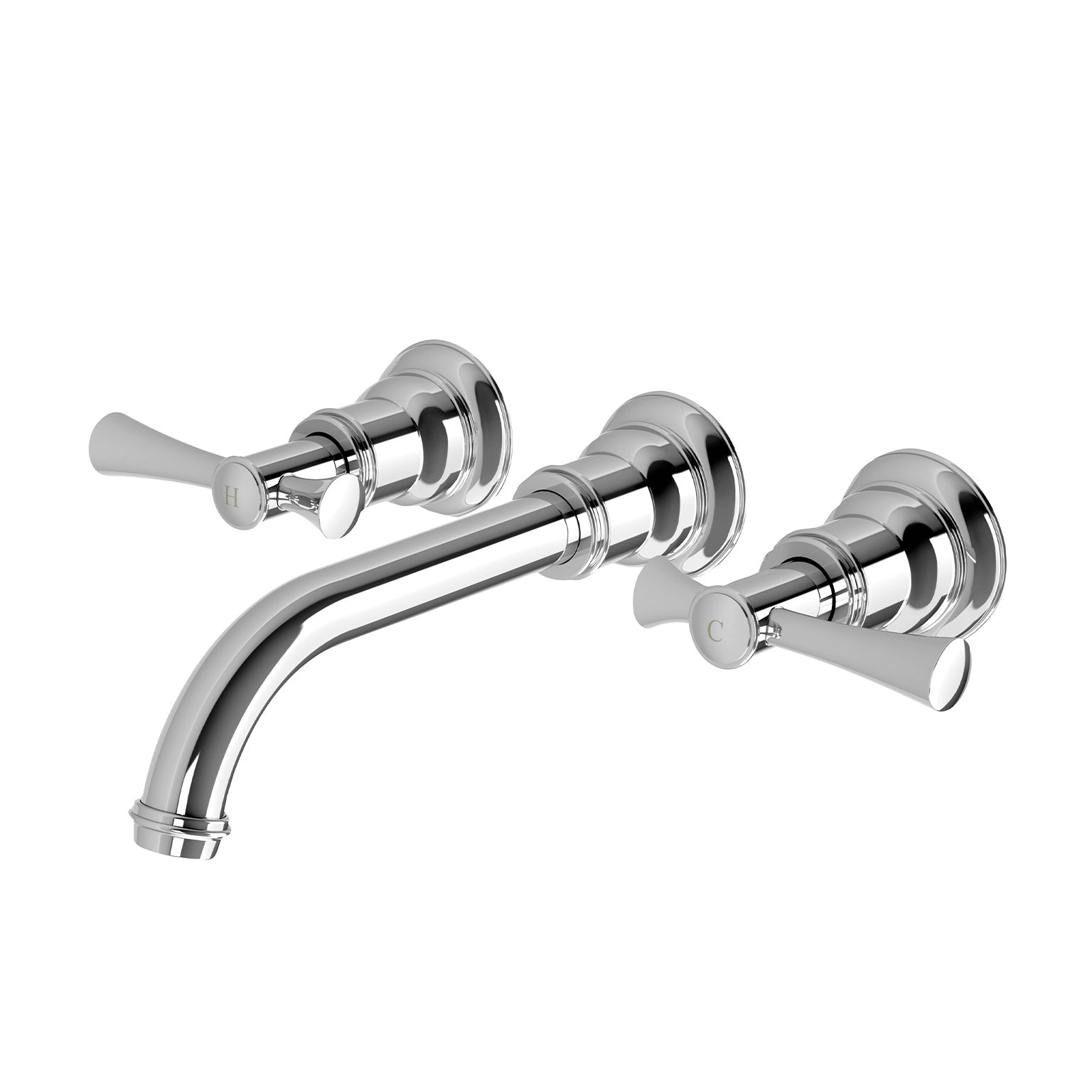 PHOENIX CROMFORD LEAD FREE WALL BASIN / BATH TAP SET 181MM CHROME