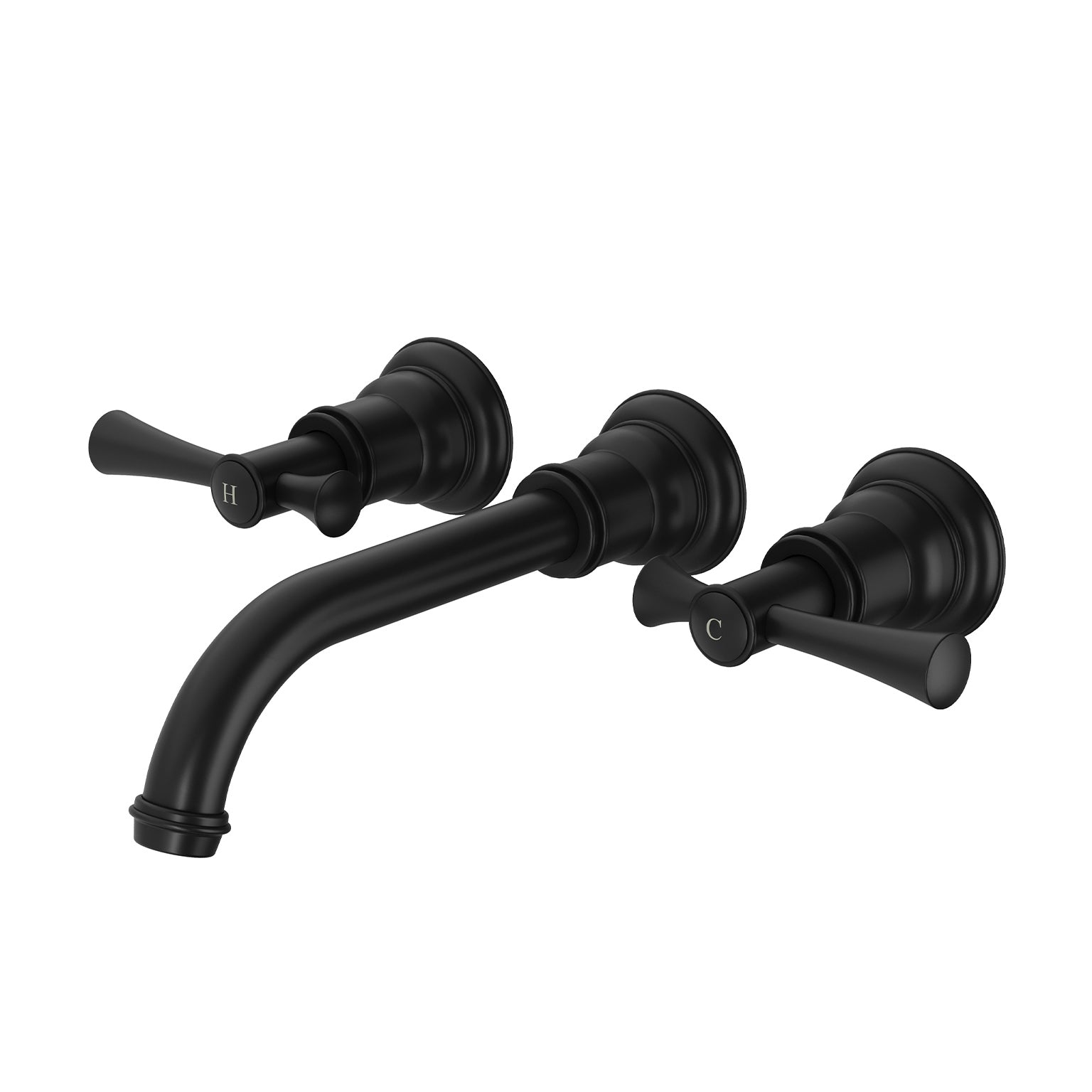 PHOENIX CROMFORD LEAD FREE WALL BASIN / BATH TAP SET 181MM MATTE BLACK