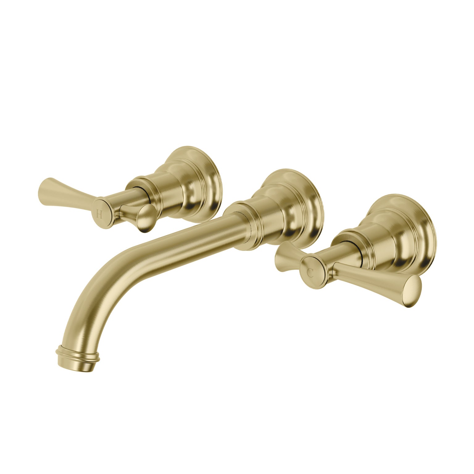 PHOENIX CROMFORD LEAD FREE WALL BASIN / BATH TAP SET 181MM BRUSHED GOLD