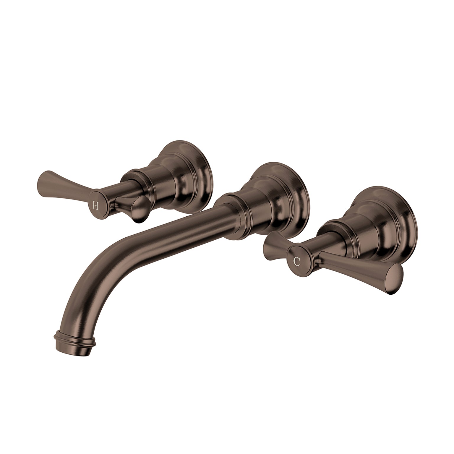 PHOENIX CROMFORD WALL BASIN / BATH TAP SET 181MM BRUSHED BRONZE