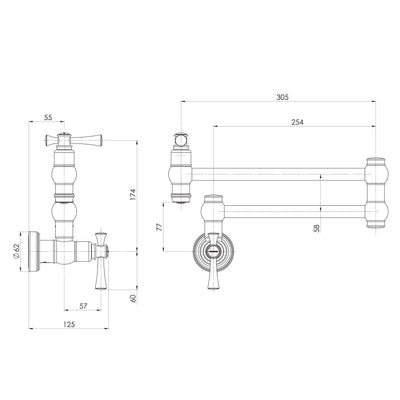 PHOENIX CROMFORD LEAD FREE POT FILLER BRUSHED NICKEL