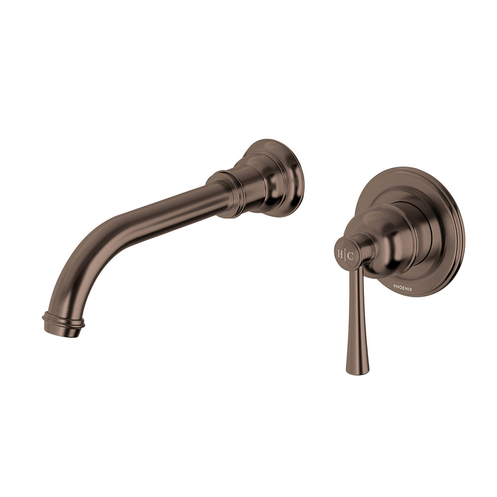 PHOENIX CROMFORD SWITCHMIX WALL BASIN / BATH MIXER SET BRUSHED BRONZE