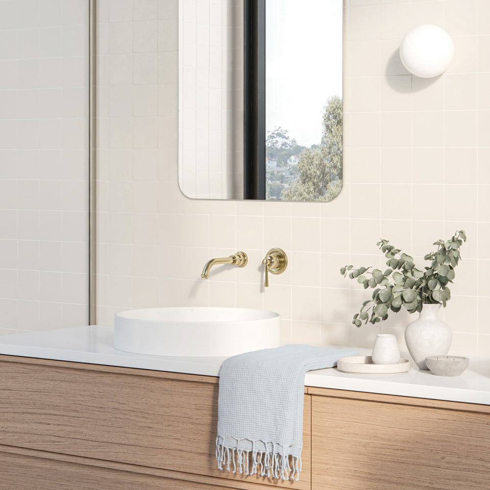 PHOENIX CROMFORD SWITCHMIX LEAD FREE WALL BASIN MIXER SET FIT-OFF AND ROUGH-IN KIT 200MM BRUSHED GOLD