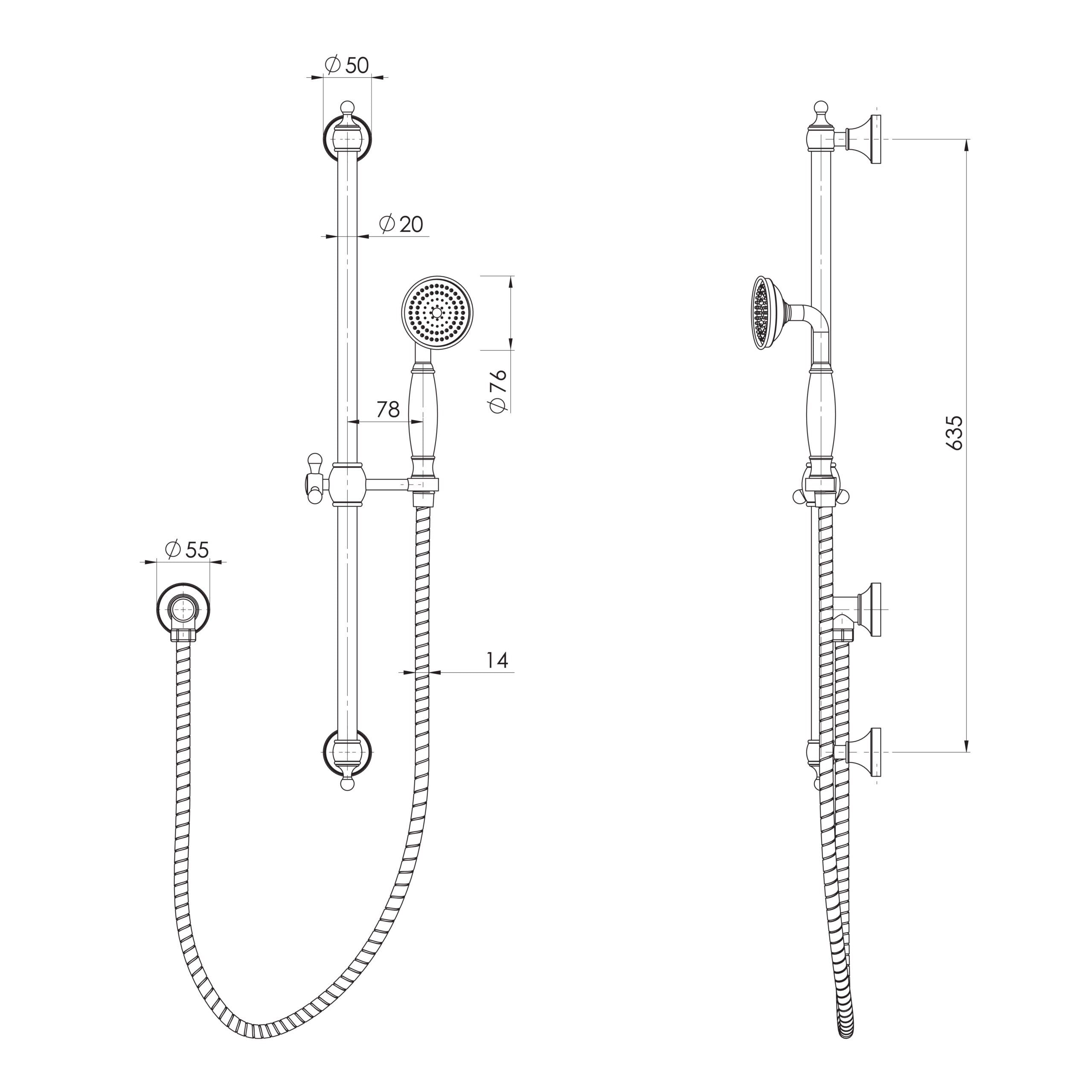 PHOENIX CROMFORD RAIL SHOWER 635MM BRUSHED BRONZE