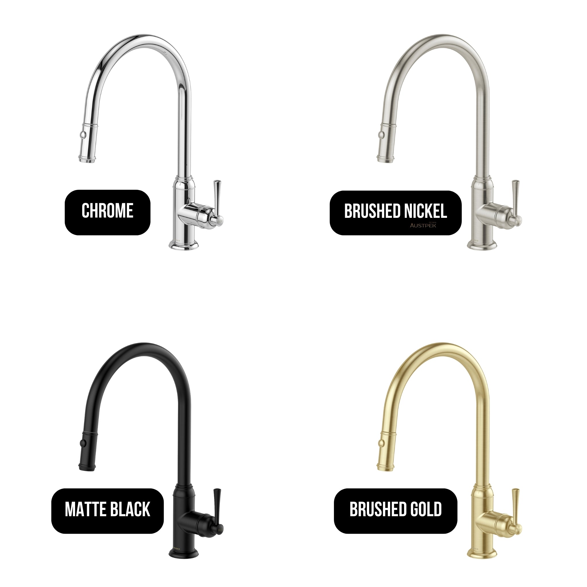 PHOENIX CROMFORD LEAD FREE PULL OUT SINK MIXER 402MM MATTE BLACK