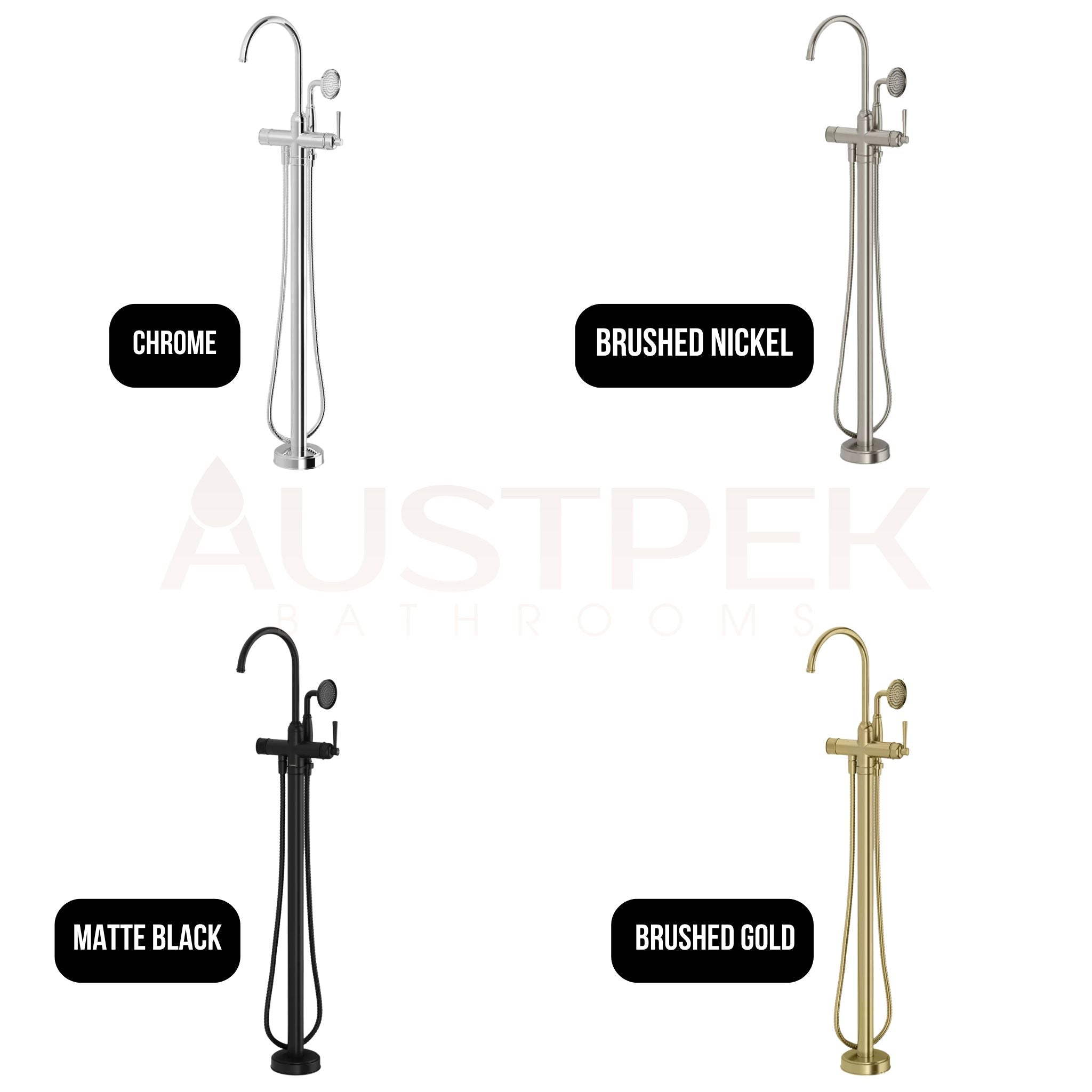 PHOENIX CROMFORD FLOOR MOUNTED BATH MIXER WITH HAND SHOWER BRUSHED NICKEL