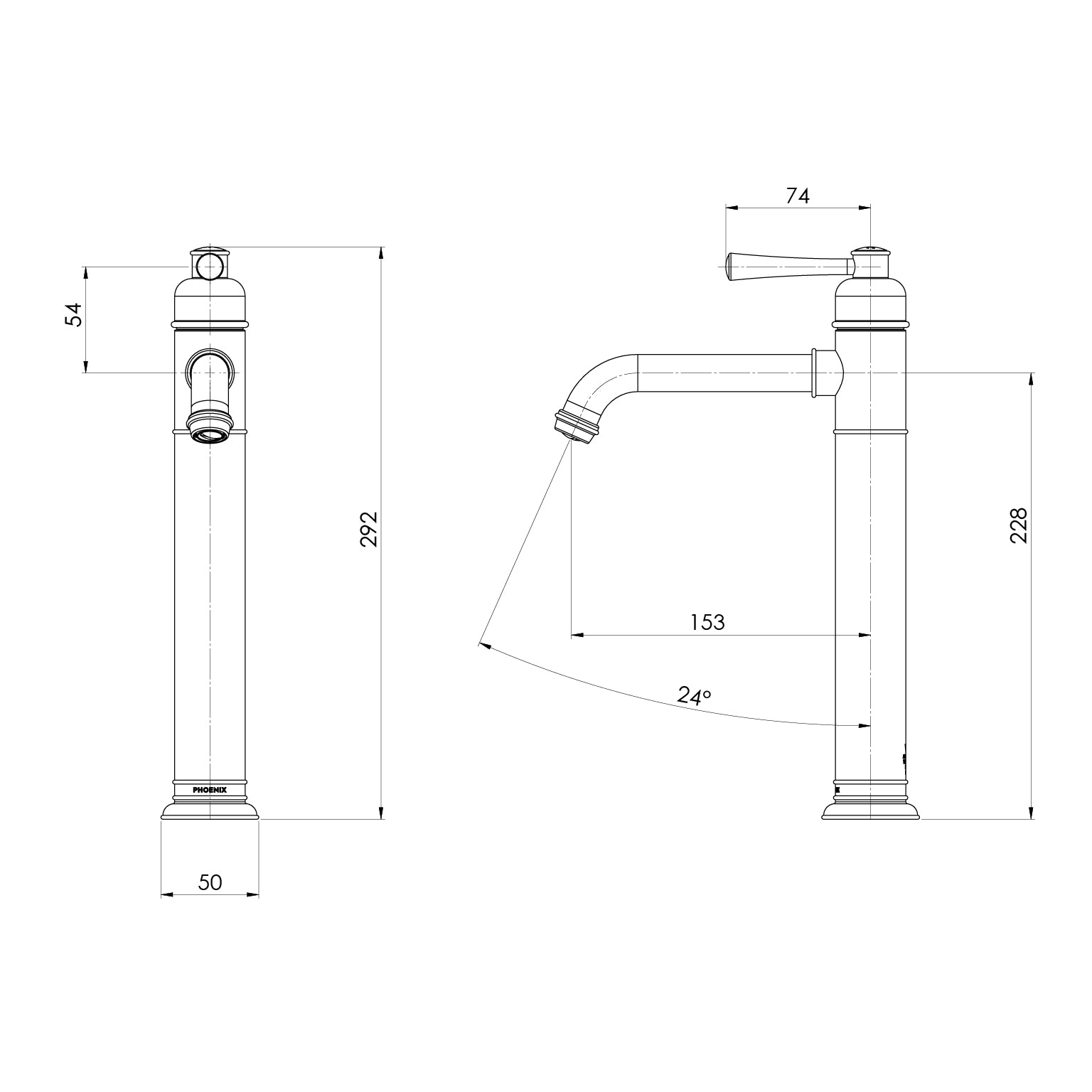 PHOENIX CROMFORD VESSEL MIXER 292MM BRUSHED BRONZE
