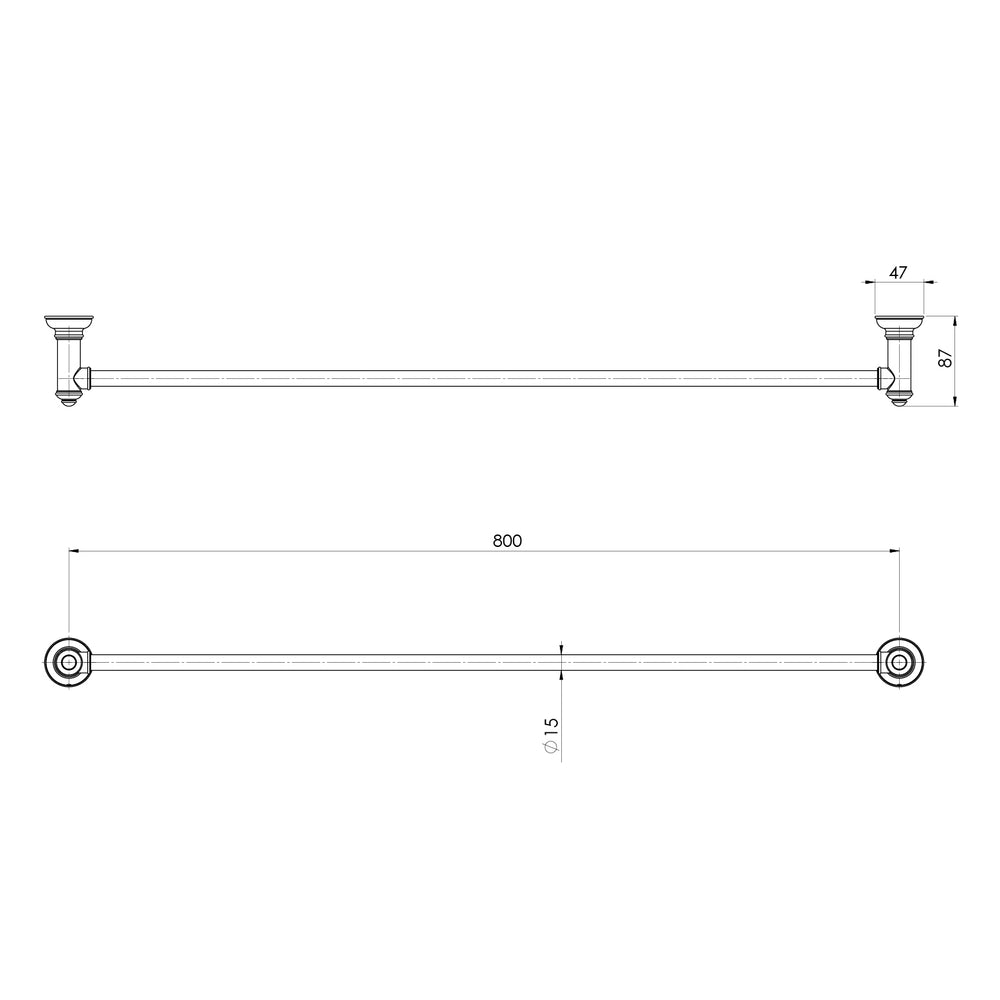 PHOENIX CROMFORD SINGLE TOWEL RAIL 800MM BRUSHED BRONZE