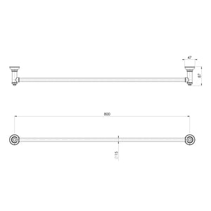 PHOENIX CROMFORD SINGLE TOWEL RAIL 800MM BRUSHED BRONZE