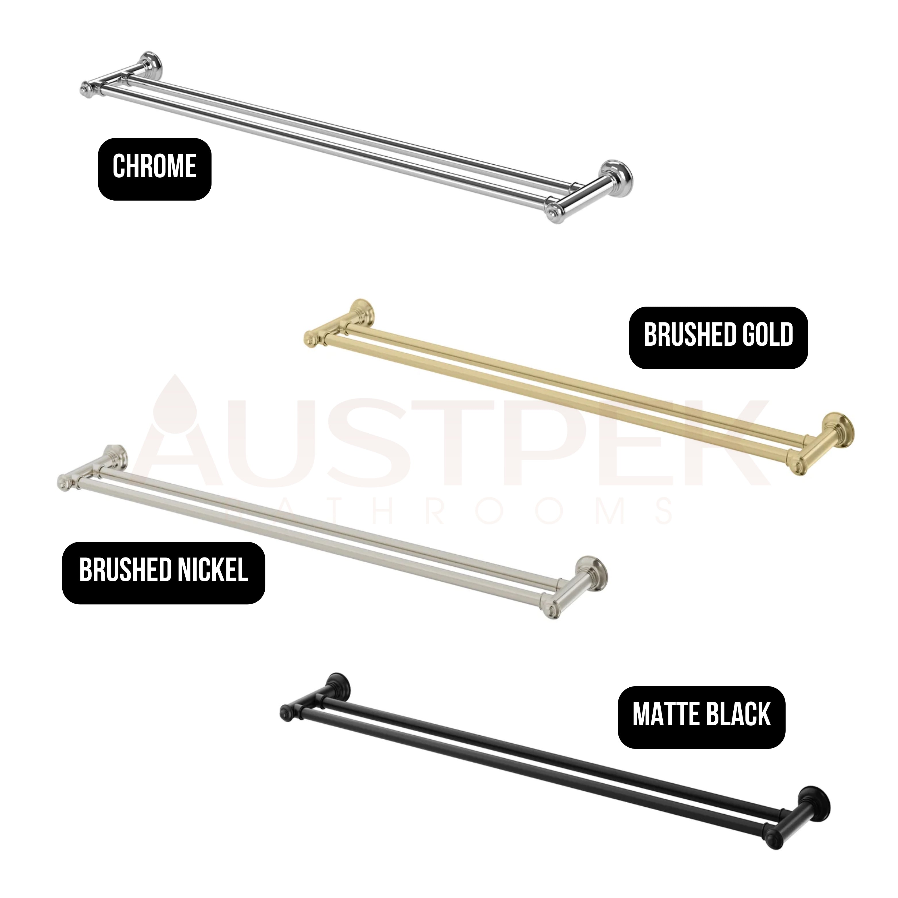 PHOENIX CROMFORD DOUBLE TOWEL RAIL BRUSHED NICKEL 800MM