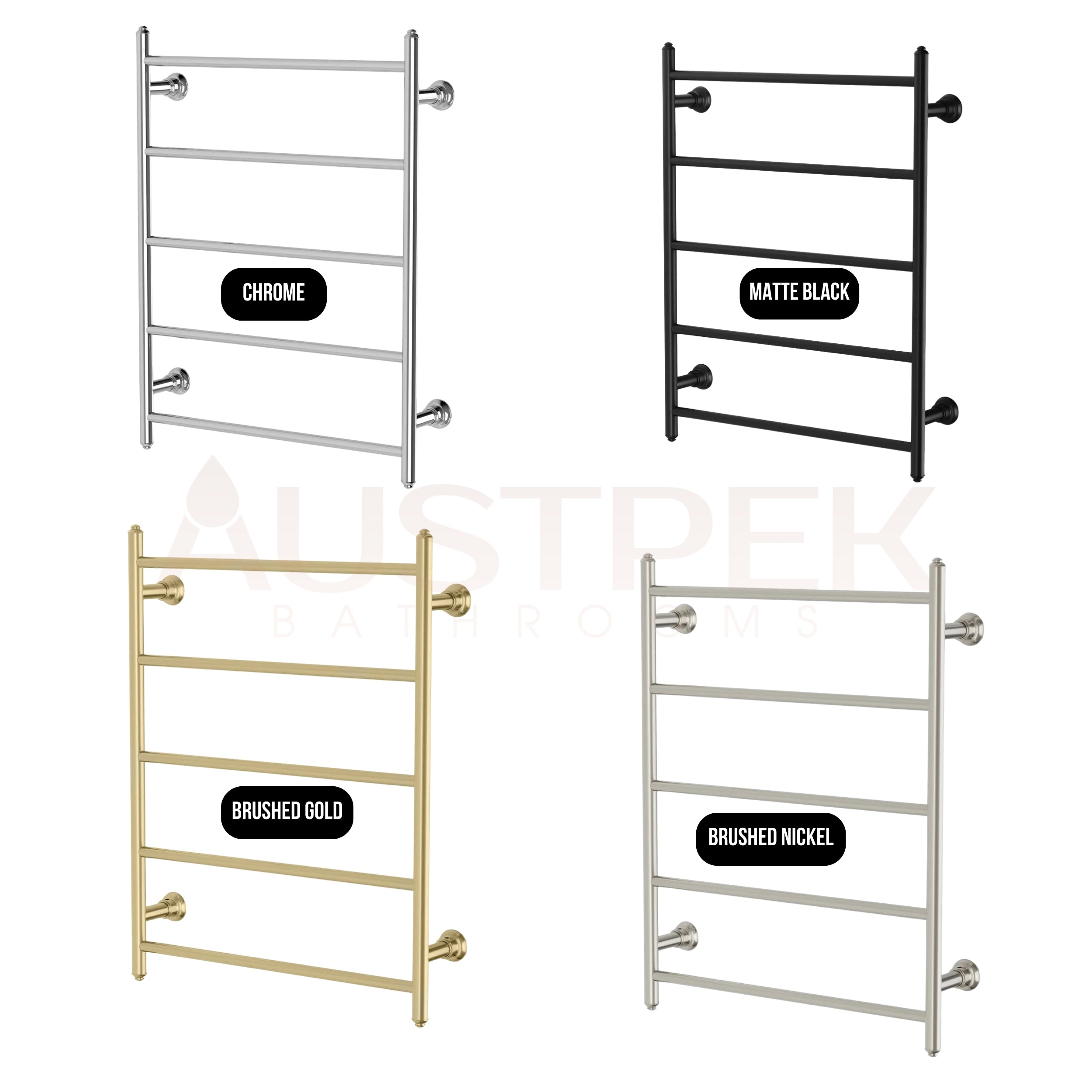 PHOENIX CROMFORD 5-BARS ROUND HEATED TOWEL LADDER MATTE BLACK 550MM