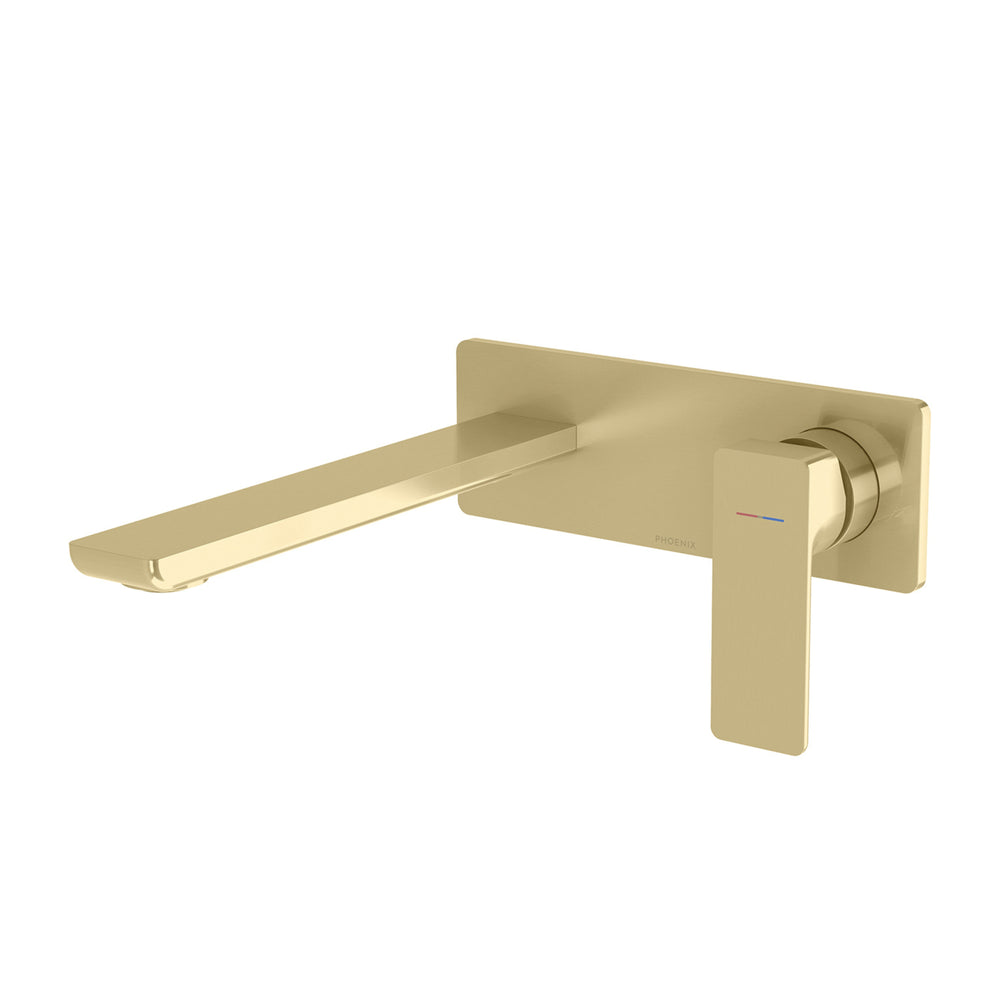 PHOENIX GLOSS MKII SWITCHMIX WALL BASIN / BATH MIXER SET 200MM BRUSHED GOLD