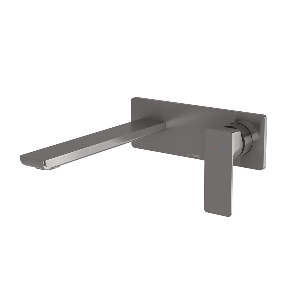 PHOENIX GLOSS MKII SWITCHMIX LEAD FREE WALL BASIN / BATH MIXER SET 200MM BRUSHED CARBON