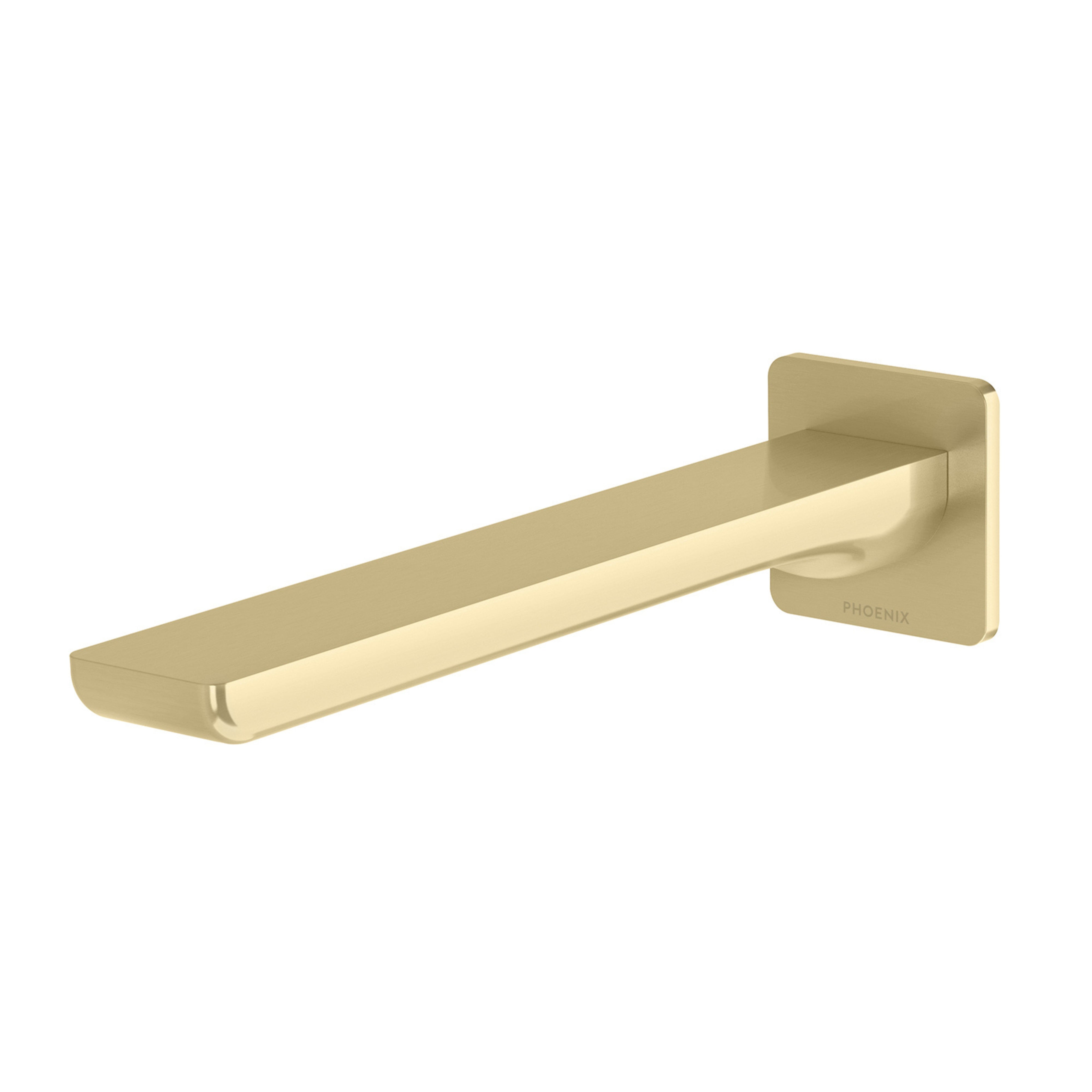 PHOENIX GLOSS MKII WALL BASIN / BATH OUTLET 200MM BRUSHED GOLD