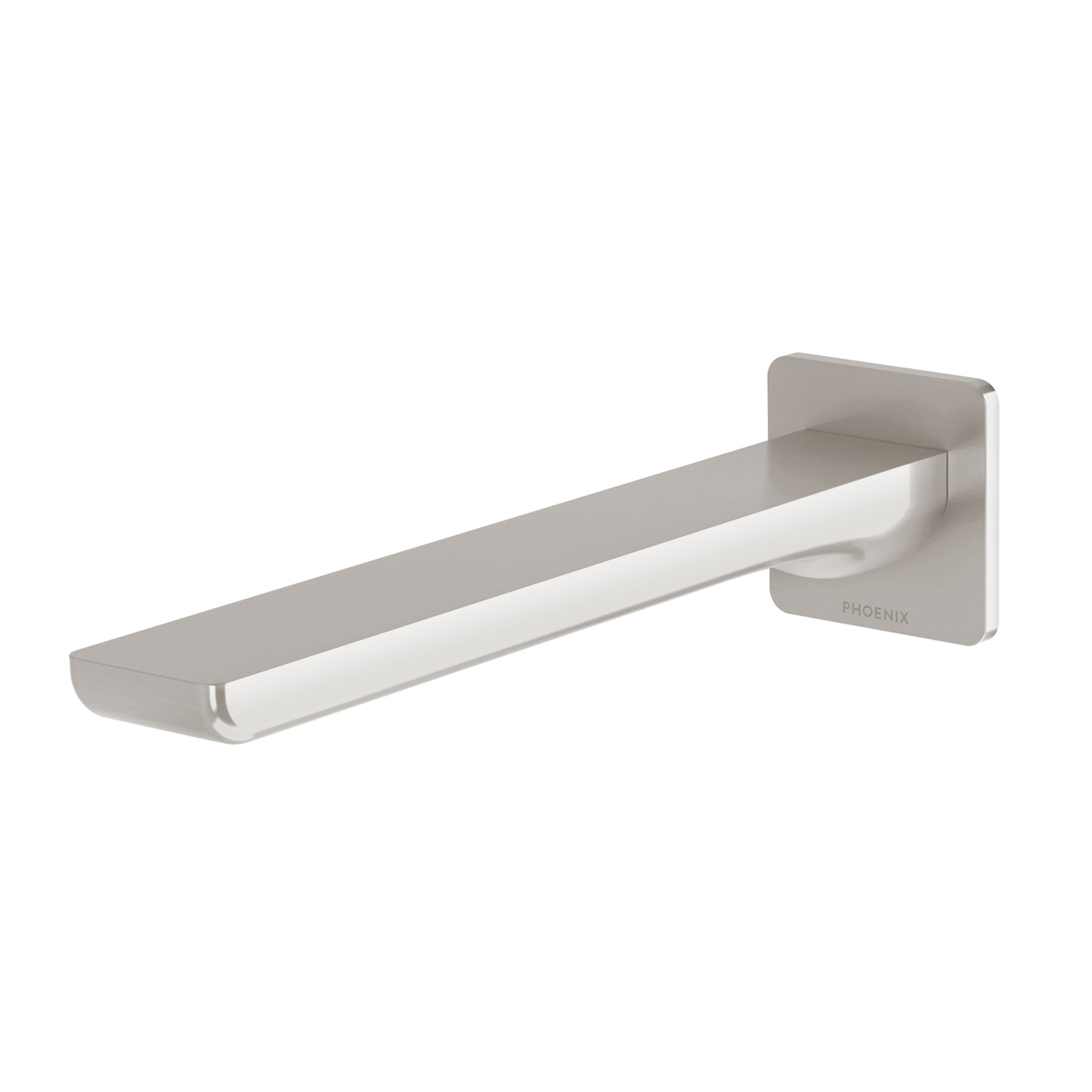 PHOENIX GLOSS MKII WALL BASIN / BATH OUTLET 200MM BRUSHED NICKEL