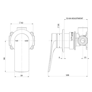 PHOENIX KUSABI SWITCHMIX SHOWER/WALL MIXER COMPLETE KIT CHROME