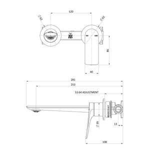 PHOENIX KUSABI SWITCHMIX WALL BASIN/BATH MIXER SET 200MM COMPLETE KIT CHROME