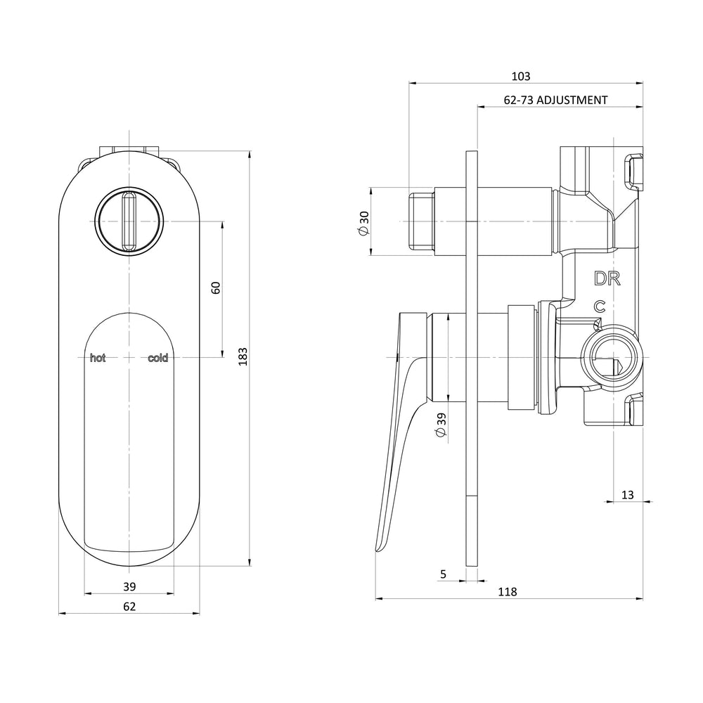 PHOENIX KUSABI SWITCHMIX SHOWER/BATH DIVERTER MIXER COMPLETE KIT CHROME