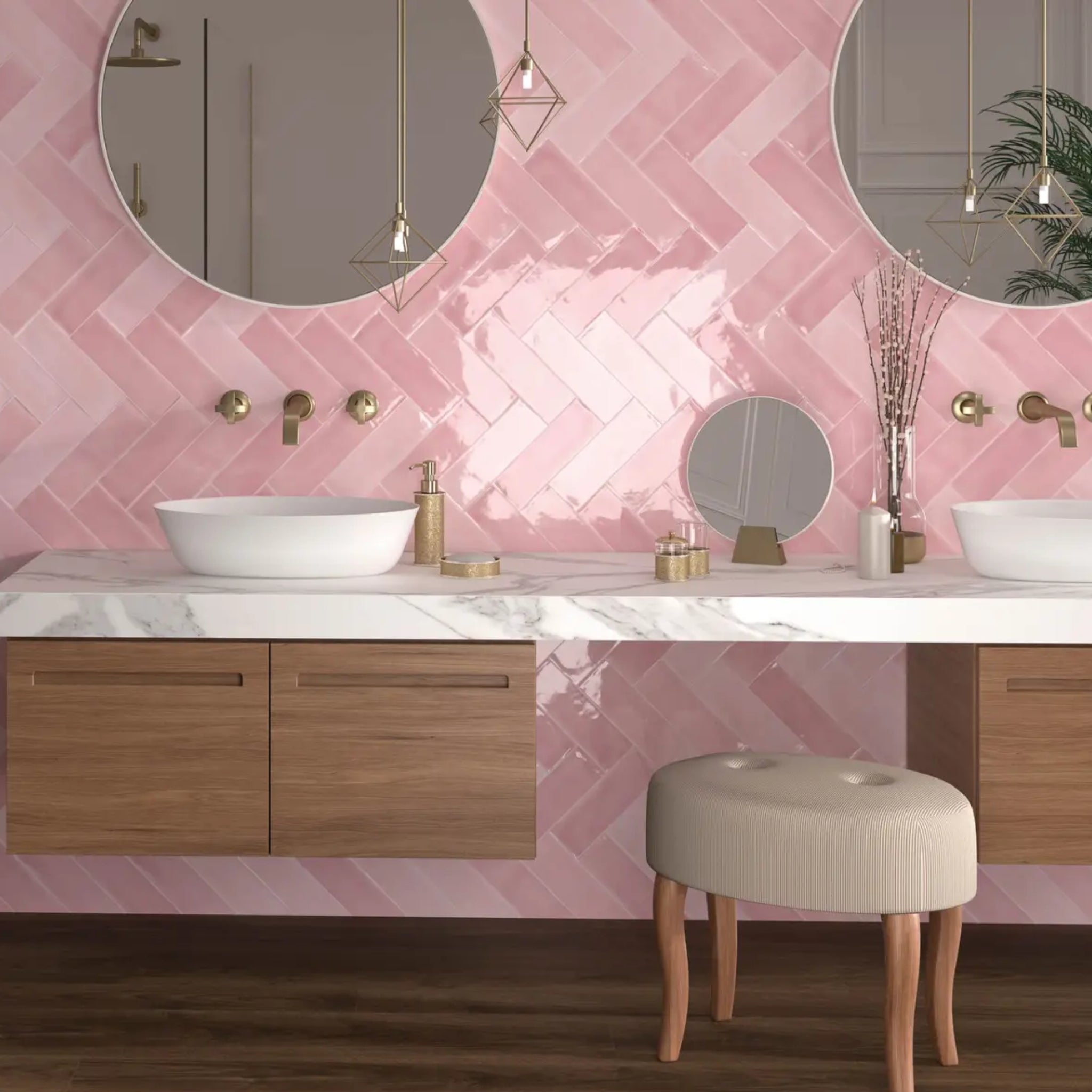 ELITE IMPORTERS TABARCA ROSA GLOSS 75X230MM RECTANGLE TILE (PER BOX)