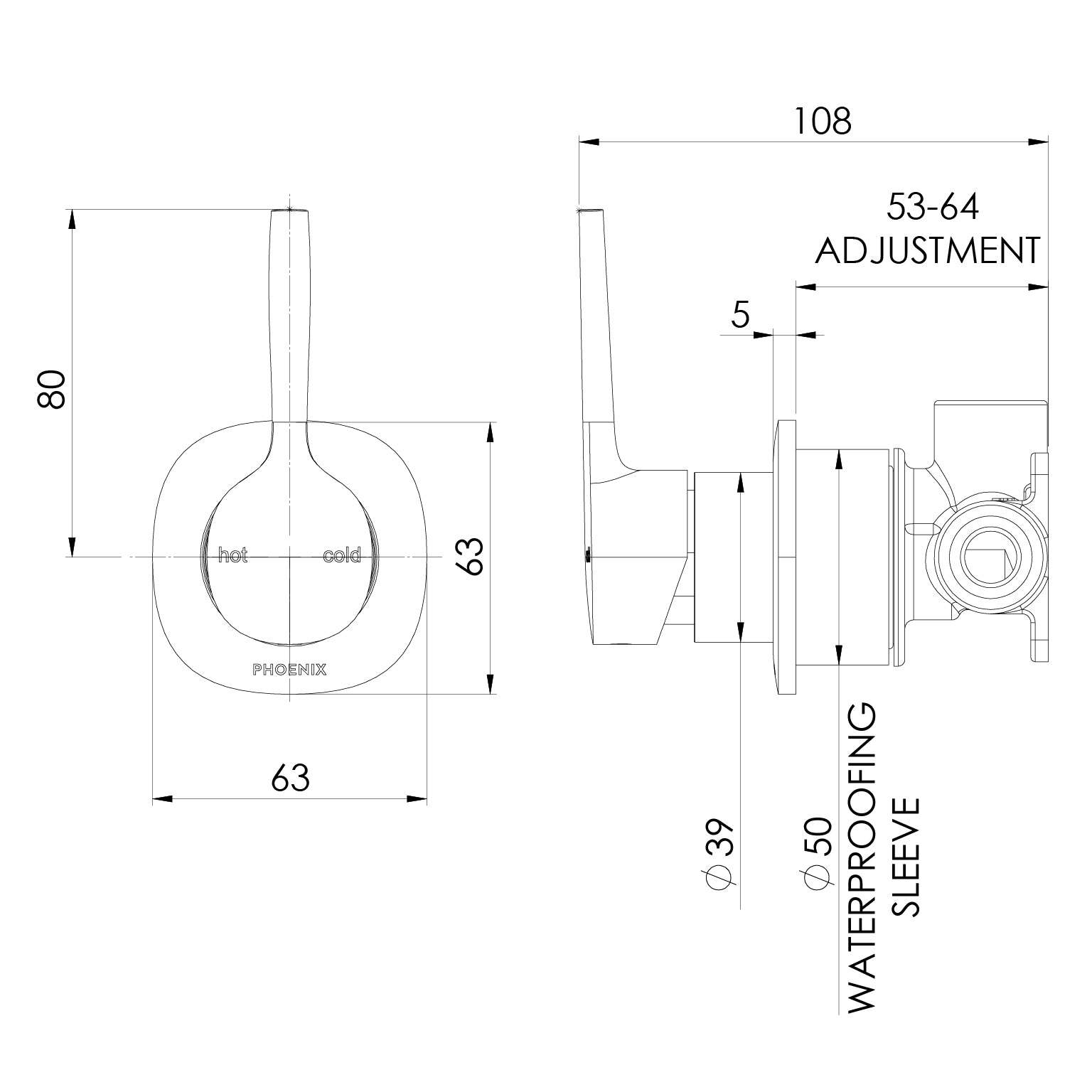 PHOENIX VASK SWITCHMIX LEAD FREE SHOWER / WALL MIXER COMPLETE KIT BRUSHED CARBON