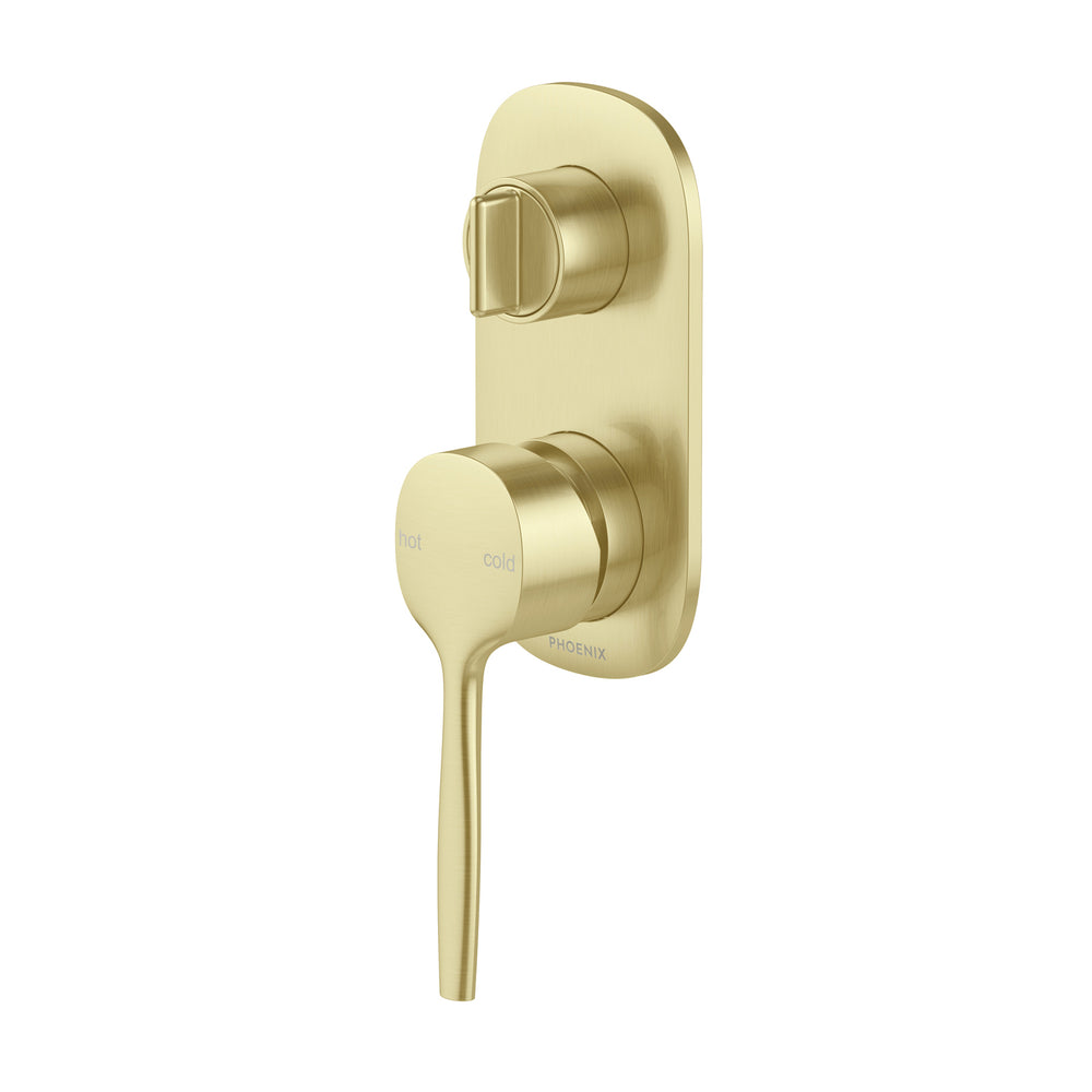 PHOENIX VASK SWITCHMIX LEAD FREE SHOWER / BATH DIVERTER MIXER COMPLETE KIT 123MM BRUSHED GOLD