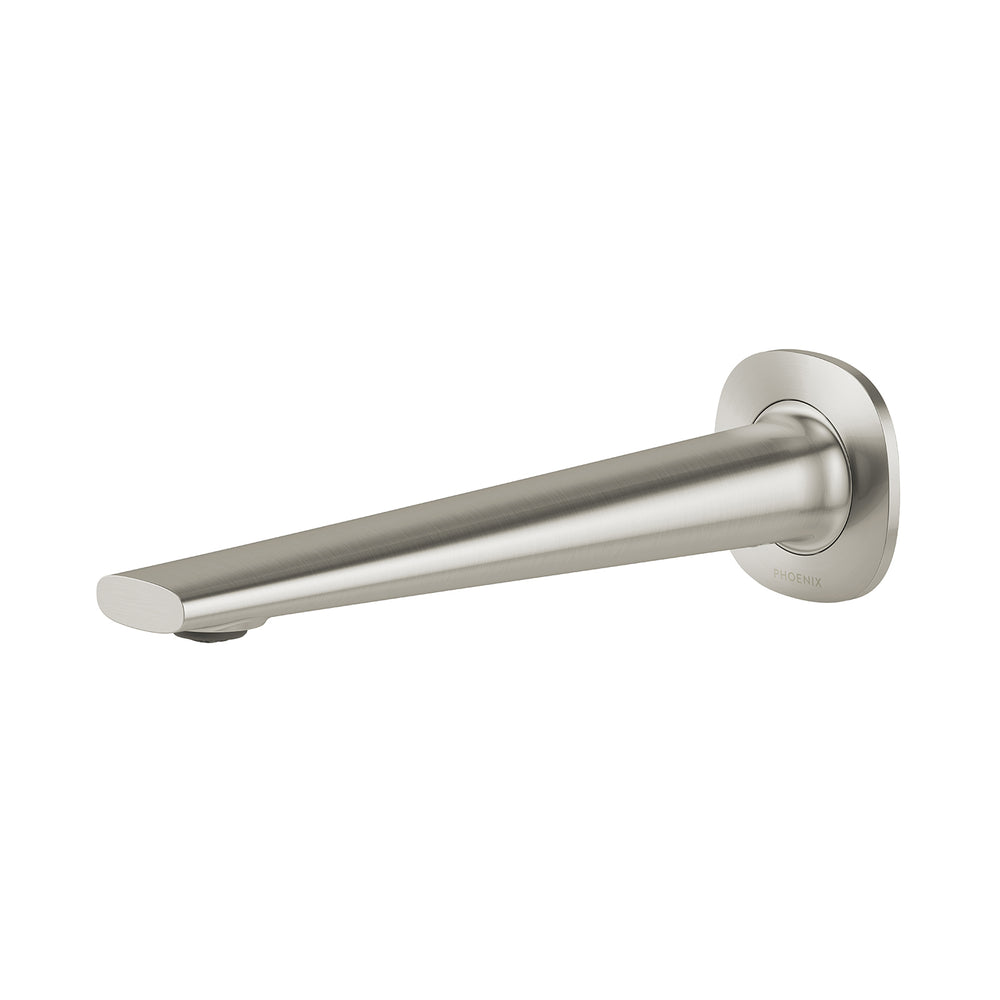 PHOENIX VASK WALL BASIN / BATH OUTLET 218MM BRUSHED NICKEL