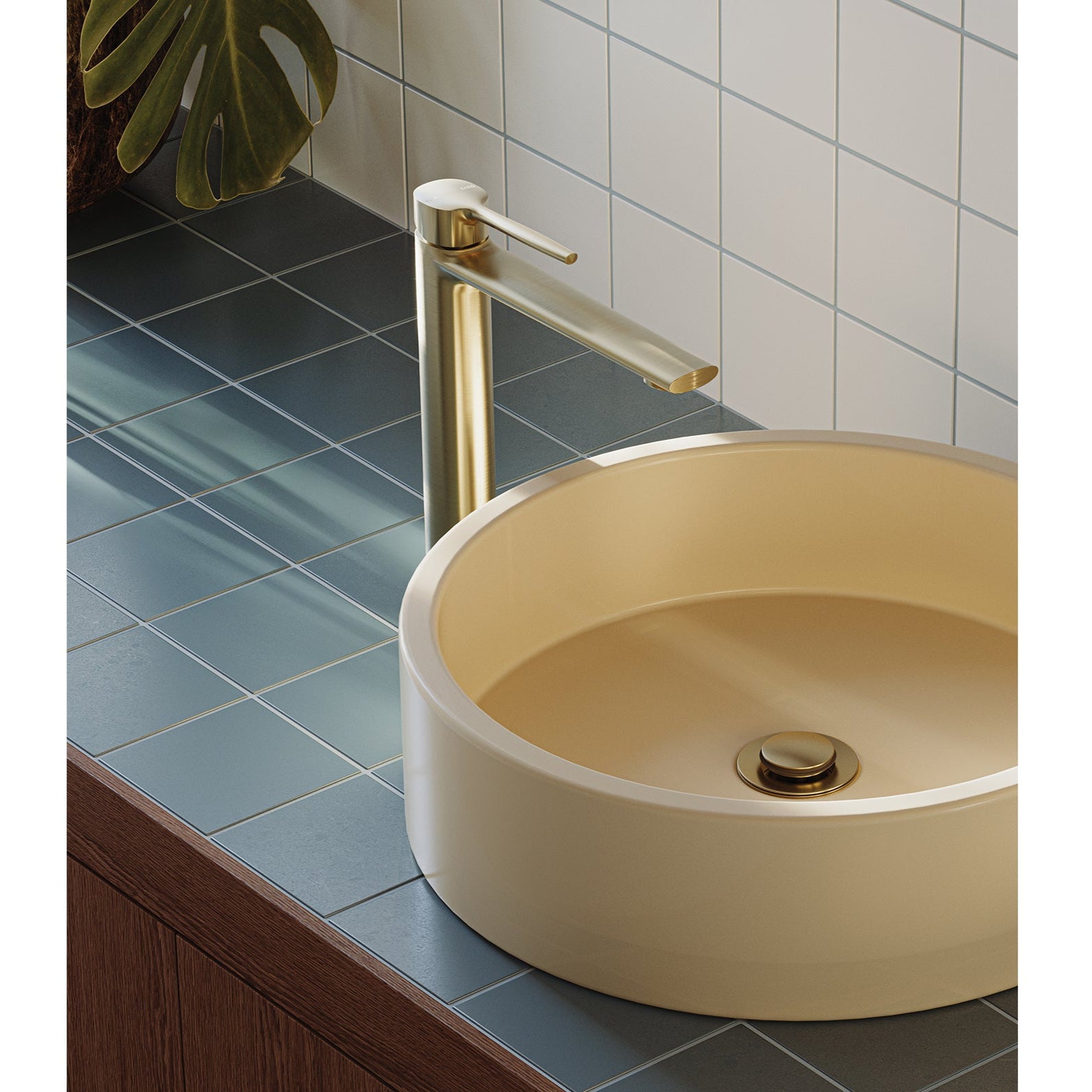 PHOENIX VASK LEAD FREE TALL VESSEL MIXER 247MM BRUSHED GOLD